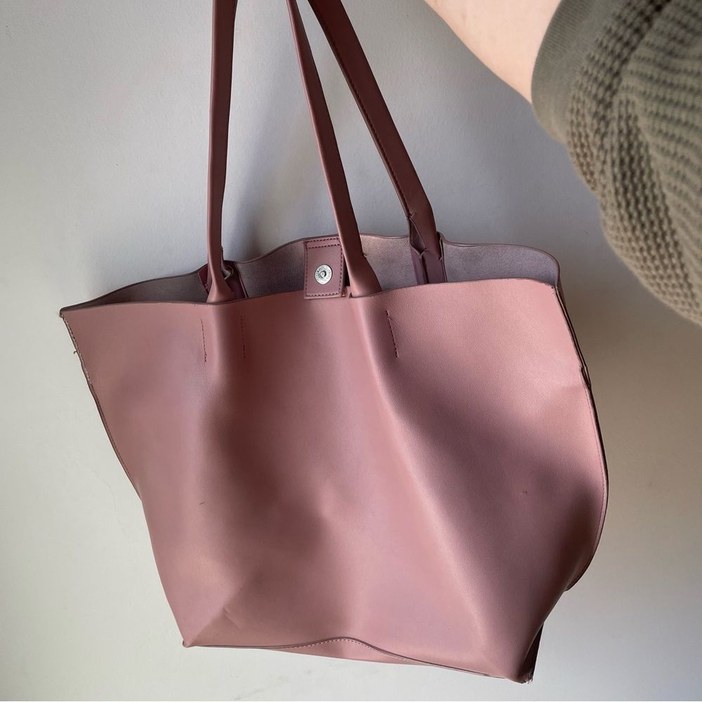 CoLab Large dusty pink vegan leather‎ tote bag / shoulder bag